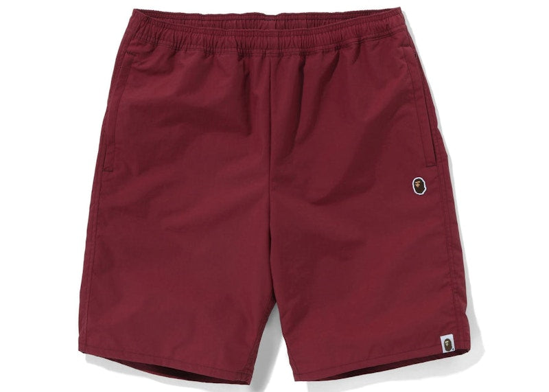 BAPE Ape Head Beach Shorts Burgundy