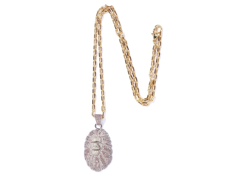 BAPE Ape Head Crystal Stone Necklace (FW22) Gold