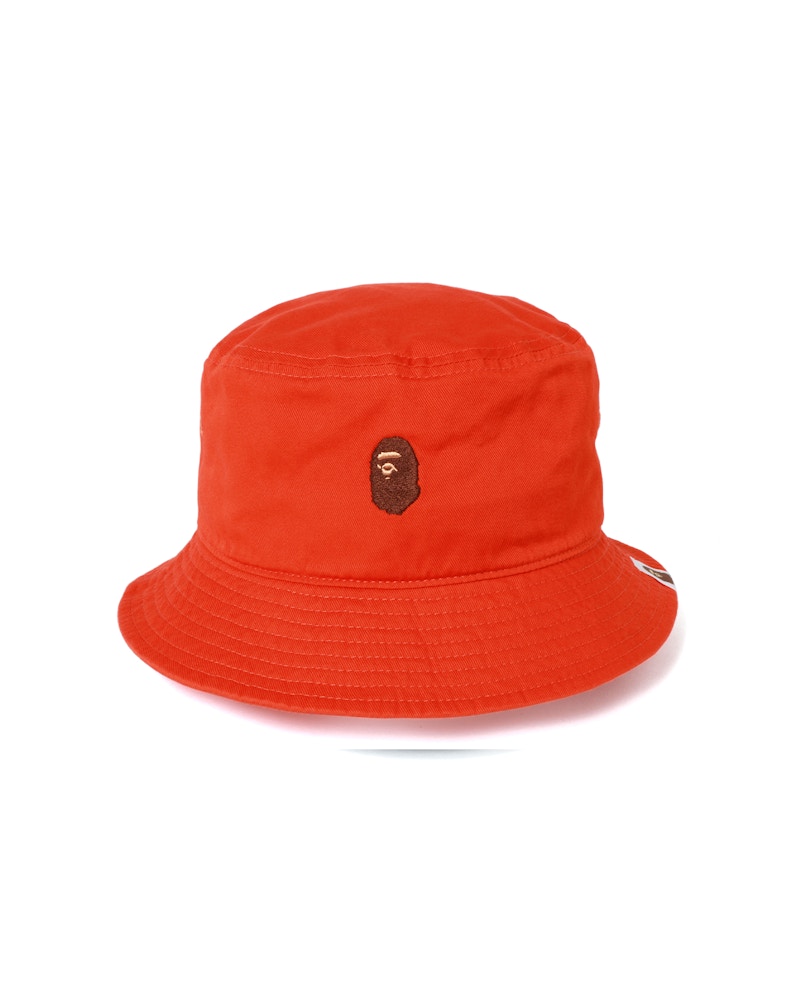BAPE Ape Head Embroidery Bucket Hat Orange