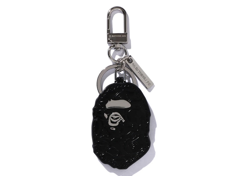 BAPE Ape Head Leather Keychain Black