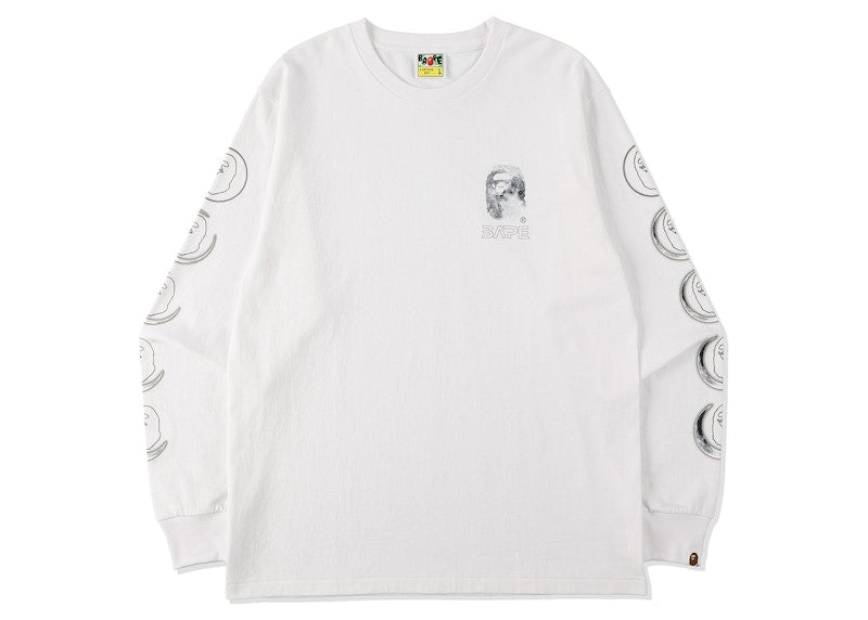 BAPE Ape Head Moon L/S Tee White