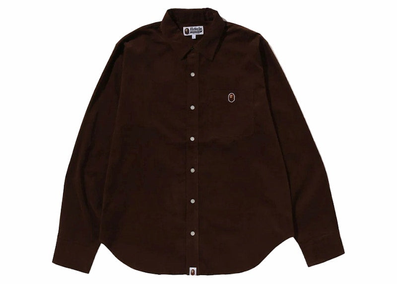 BAPE Ape Head One Point Corduroy Shirt Brown