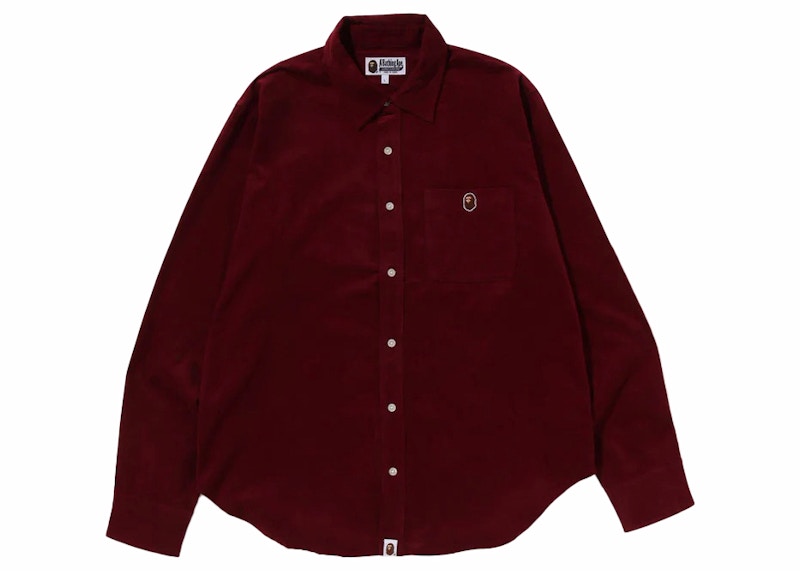 BAPE Ape Head One Point Corduroy Shirt Burgundy