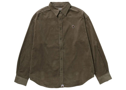 BAPE Ape Head One Point Corduroy Shirt Olivedrab