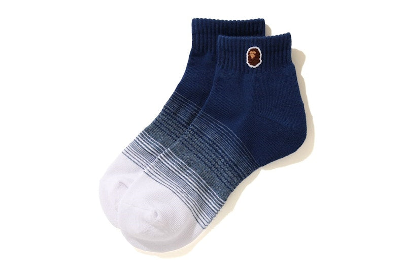 BAPE Ape Head One Point Gradation Ankle Socks Navy