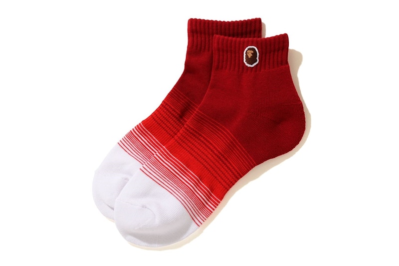 BAPE Ape Head One Point Gradation Ankle Socks Red
