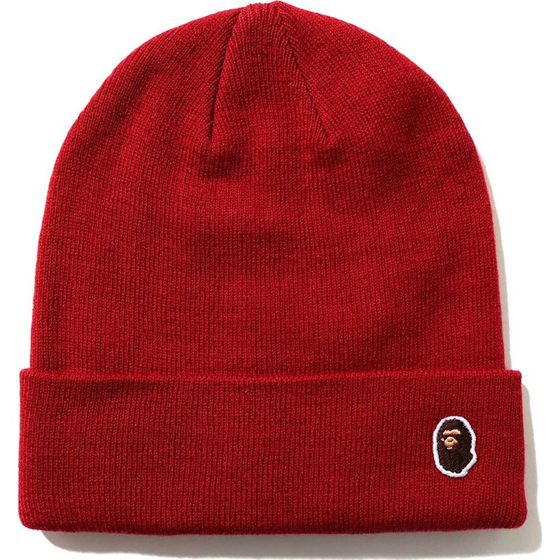 BAPE Ape Head One Point Knit Cap (FW20) Red