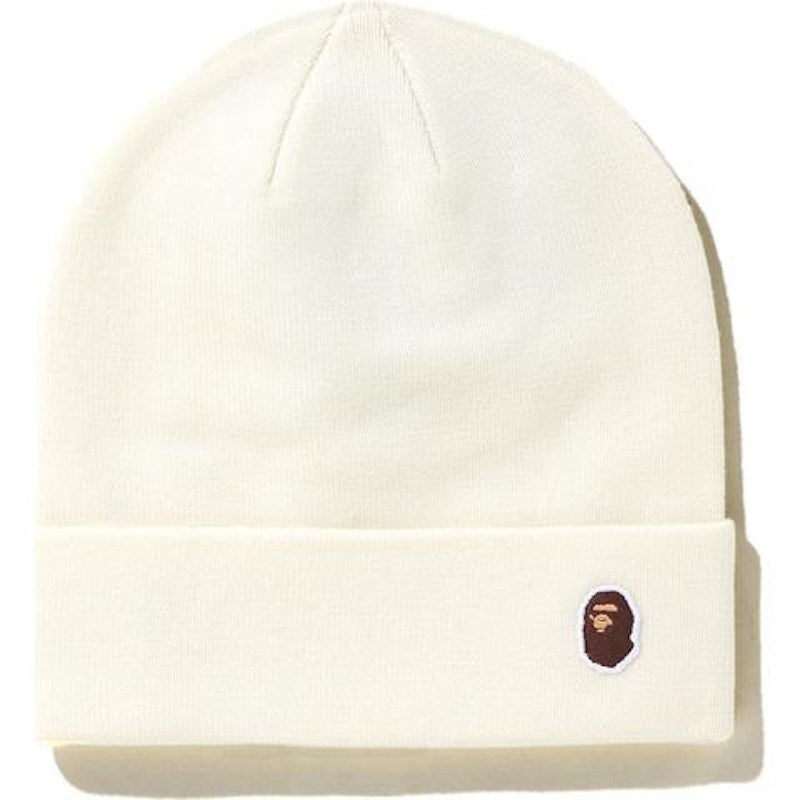 BAPE Ape Head One Point Knit Cap White/Brown