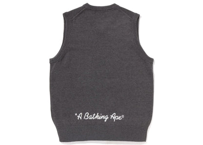 BAPE Ape Head One Point Knit Vest Grey
