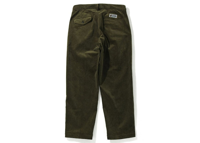 BAPE Ape Head One Point Loose Fit Corduroy Pants Olive Drab