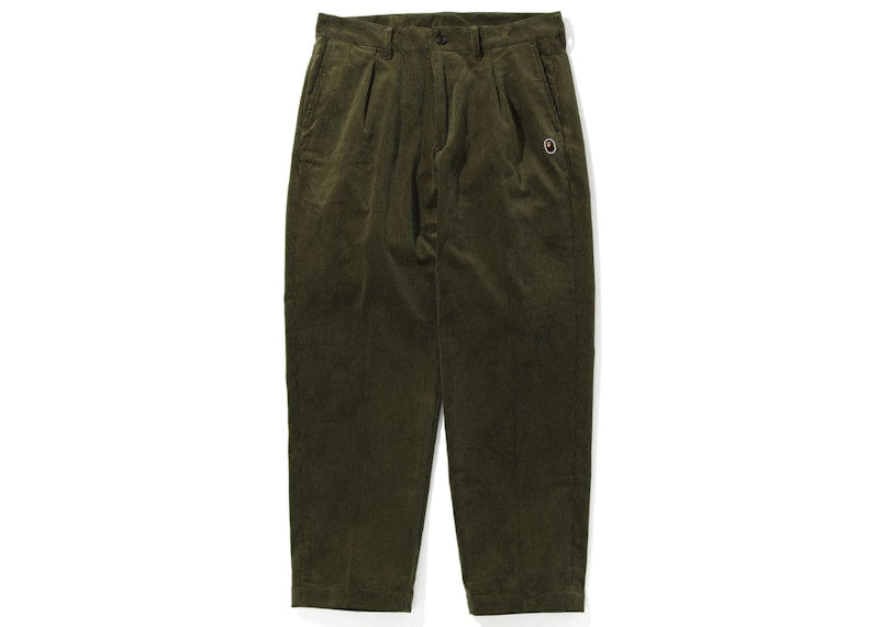 BAPE Ape Head One Point Loose Fit Corduroy Pants Olive Drab