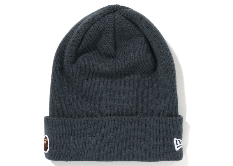 BAPE Ape Head One Point New Era Knit Beanie Grey