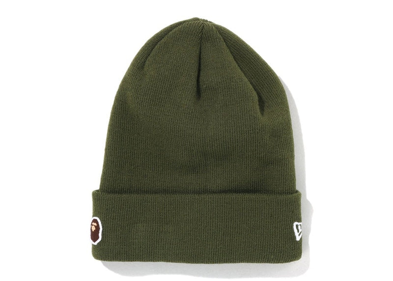 BAPE Ape Head One Point New Era Knit Beanie Olive Drab