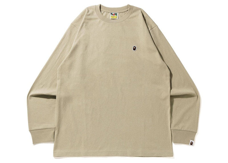 BAPE Ape Head One Point Online Exclusive L/S Tee Beige