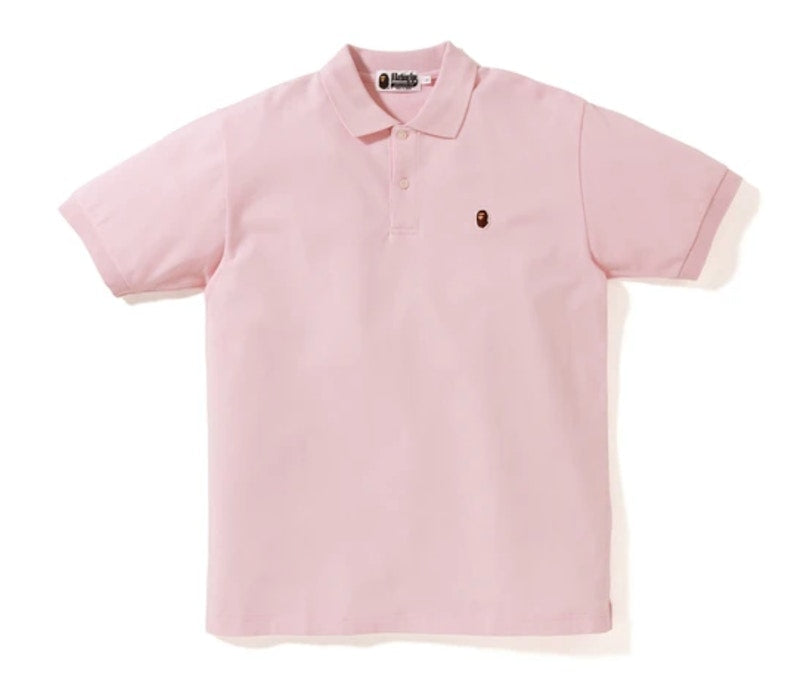 BAPE Ape Head One Point Polo Pink