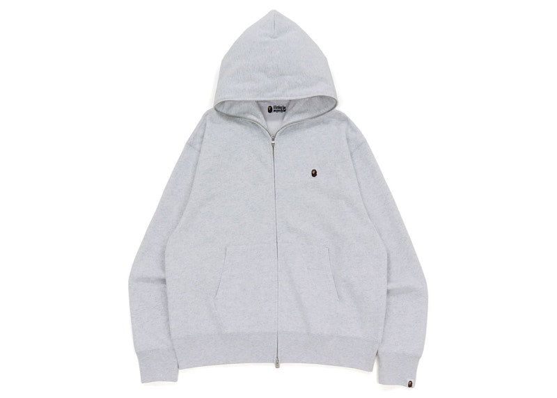 BAPE Ape Head One Point Relaxed Fit Full Zip Hoodie Gray