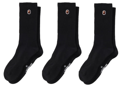 BAPE Ape Head One Point Socks (3 Pack) Black