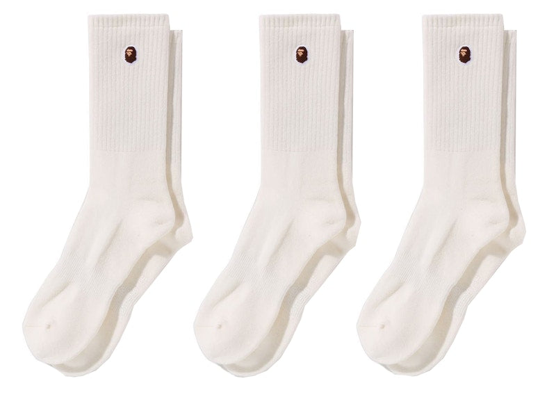 BAPE Ape Head One Point Socks (3 Pack) White