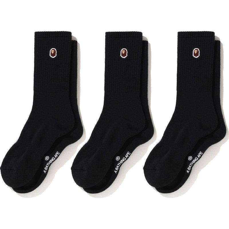 BAPE Ape Head One Point Socks (3pack) Black