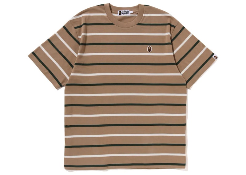 BAPE Ape Head One Point Stripe Tee Brown