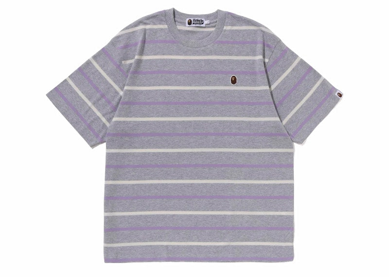 BAPE Ape Head One Point Stripe Tee Gray