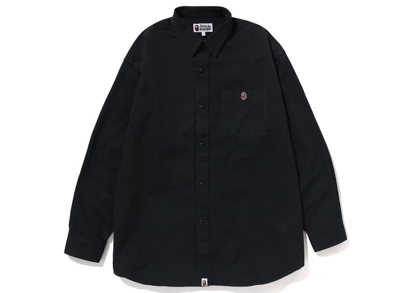 BAPE Ape Head One Point Washed Loose Fit Shirt Black