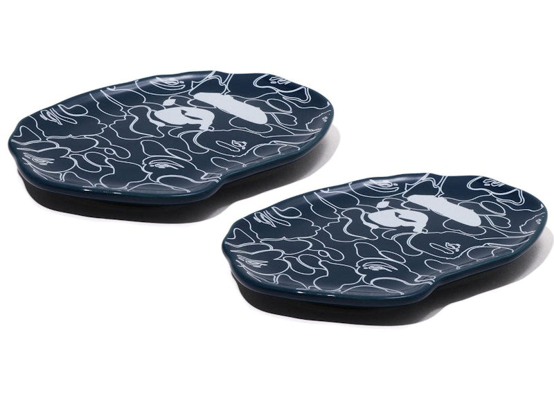 BAPE Ape Head Small Plate (Set of 2) Navy