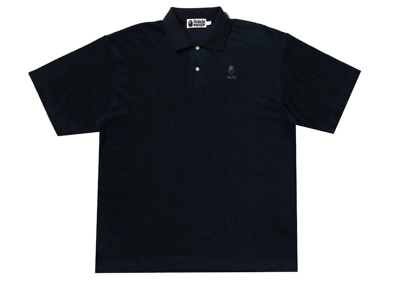 BAPE Ape Head Towelling Relaxed Fit Polo Navy