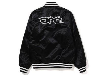 BAPE Ape Relaxed Fit Nylon Varsity Jacket Black
