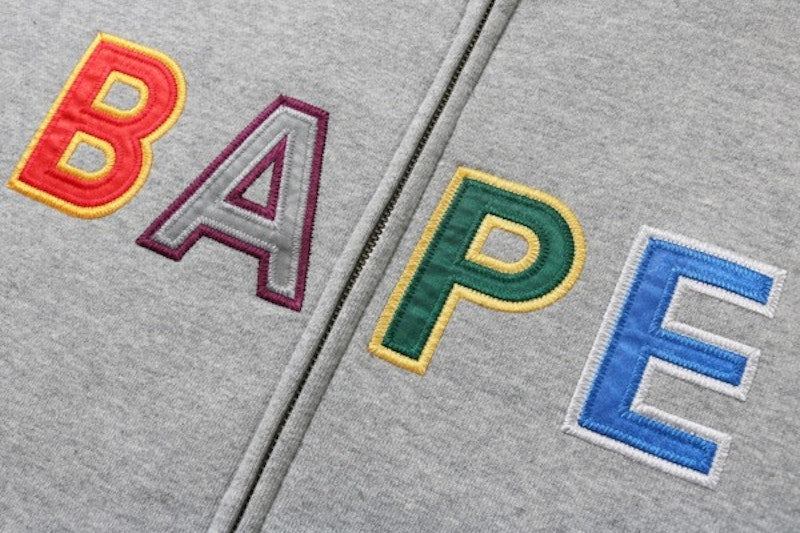 BAPE Applique Full Zip Hoodie Grey