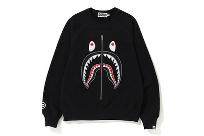 BAPE Applique Metal Zip Shark Crewneck Black