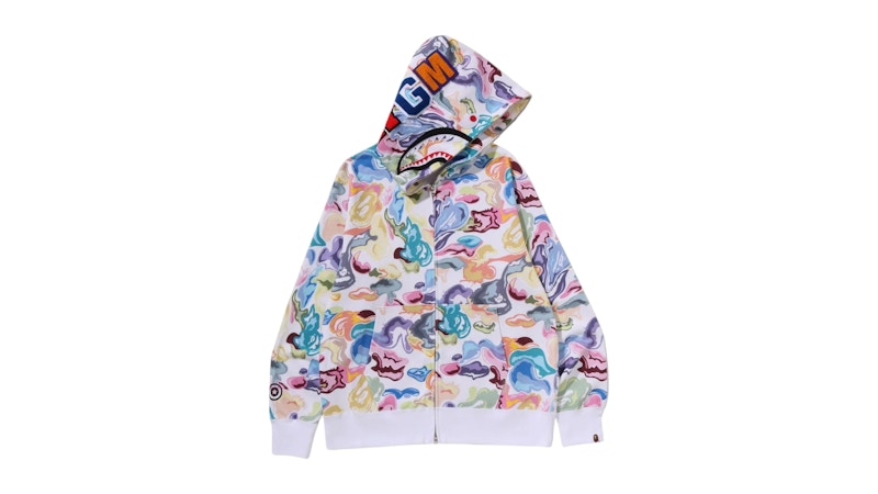 BAPE Art Camo Shark Full Zip Hoodie White