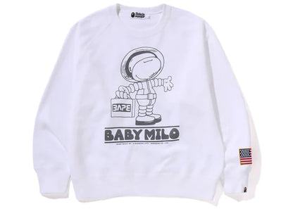BAPE Astronauts Milo Relaxed Fit Crewneck Sweatshirt White