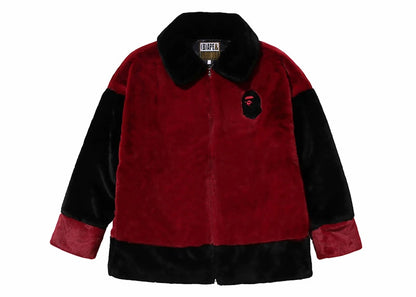 BAPE (B)Ape Faux Fur Jacket Burgundy
