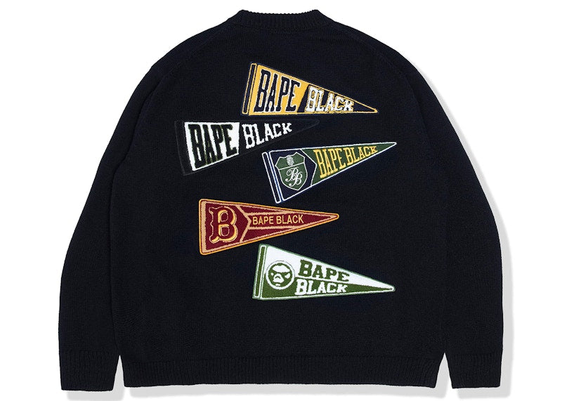 BAPE BLACK College Cardigan Sweater Black