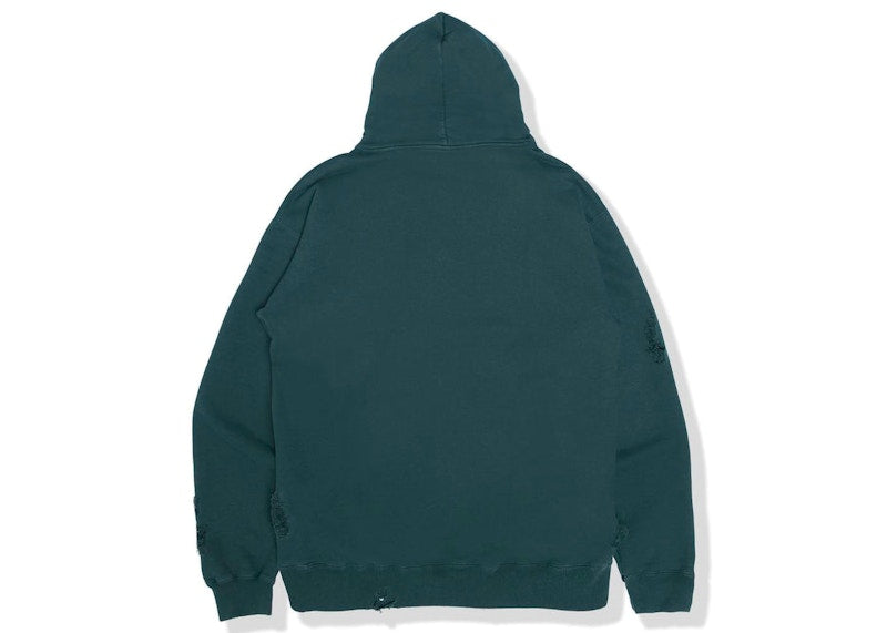 BAPE BLACK Label Logo Distressed Hoodie Green