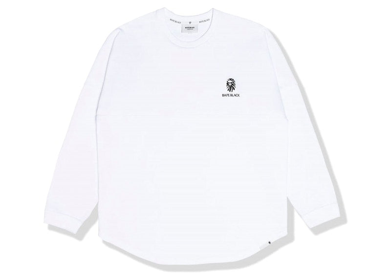 BAPE BLACK Label Rainbow Logo L/S Tee White