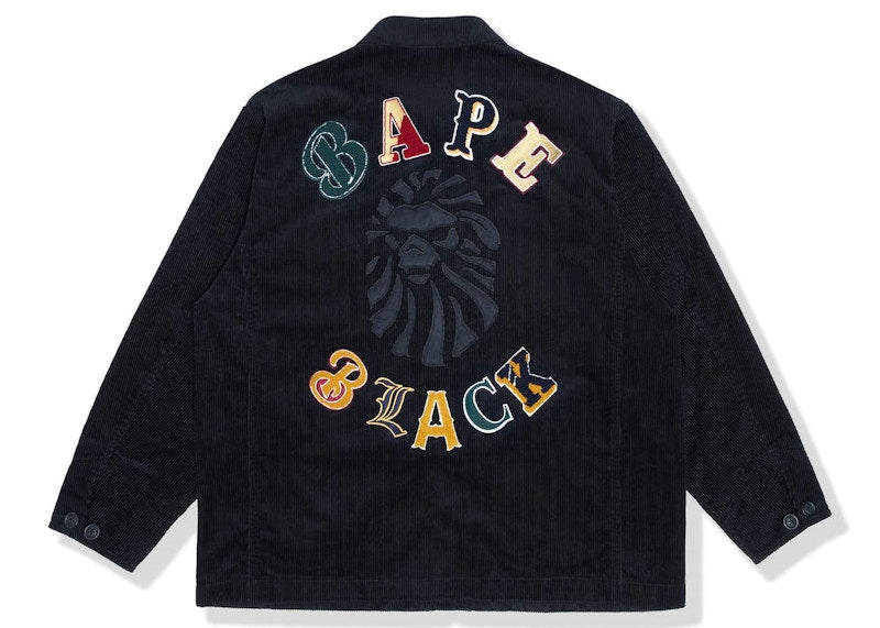 BAPE BLACK Logo Corduroy Work Jacket Black