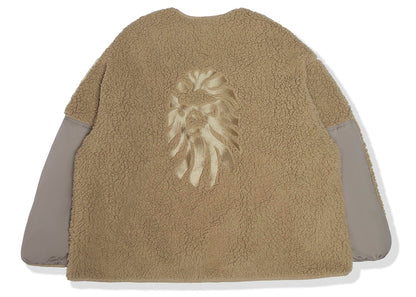 BAPE BLACK Logo Zip Up Fleece Jacket Beige