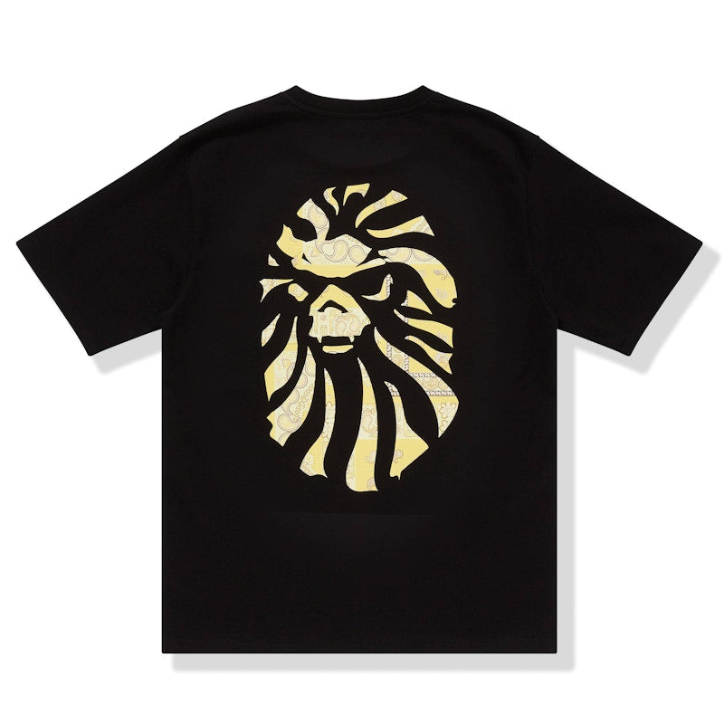 BAPE BLACK Paisley Ape Head Pocket Tee Black Yellow