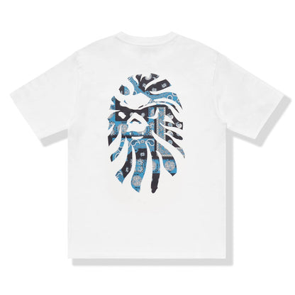 BAPE BLACK Paisley Ape Head Pocket Tee White Navy