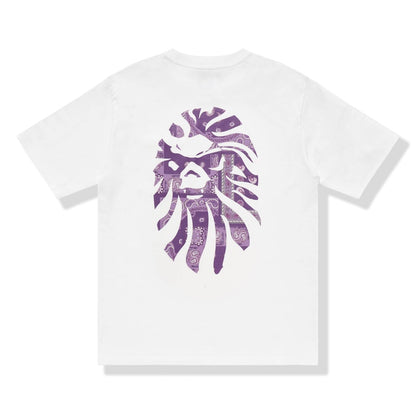 BAPE BLACK Paisley Ape Head Pocket Tee White Purple