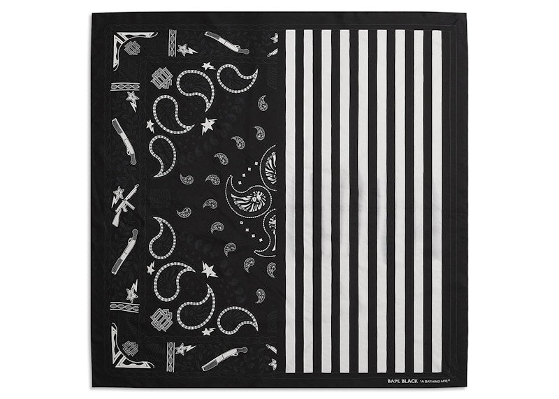 BAPE BLACK Paisley Silk Scarf Black
