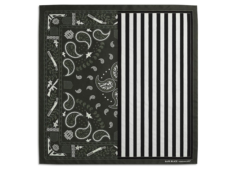 BAPE BLACK Paisley Silk Scarf Charcoal