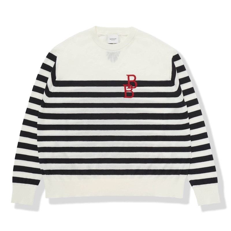 BAPE BLACK Stripe Pullover Knit White Black