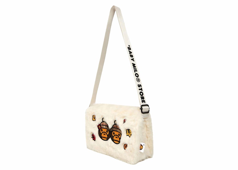 BAPE Baby Milo Fur Mini Cross Bag Ivory