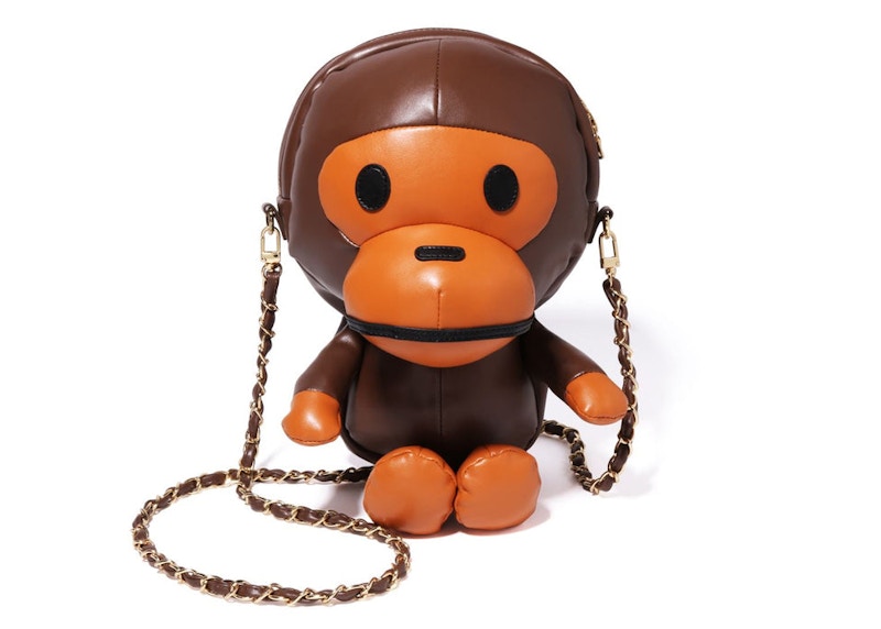 BAPE Baby Milo Plush Doll Chain Shoulder Bag Brown