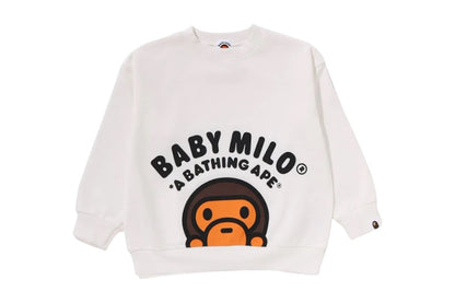 BAPE Baby Milo Relaxed Fit Crewneck Sweatshirt White