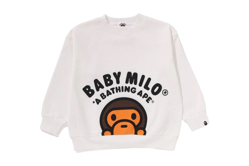 BAPE Baby Milo Relaxed Fit Crewneck Sweatshirt White