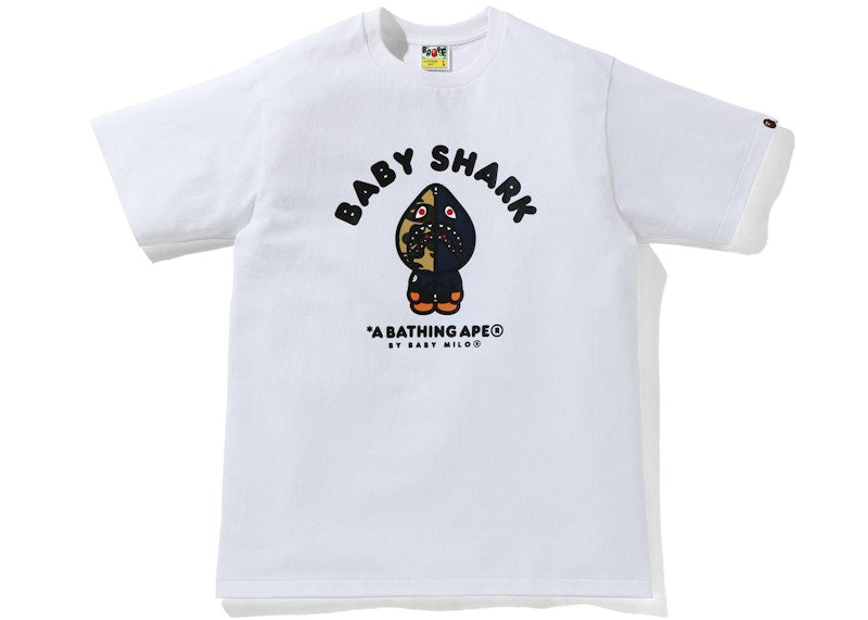 BAPE Baby Milo Shark College Tee White/Navy